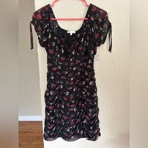 Ultra Flirt Black Sheath Dress with Flutter Sleeves